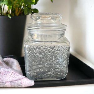 Vintage Princess House Fantasia Floral pattern Glass Canister Jar with Lid